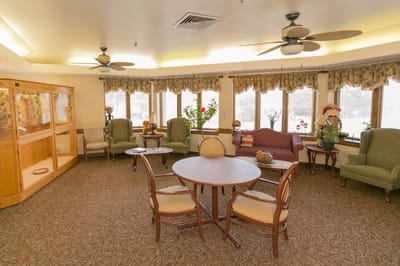 Bright common area with comfortable seating