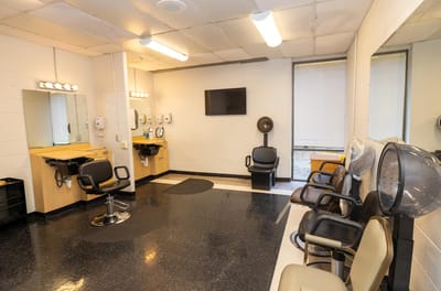 Interior view of a hair salon at the facility