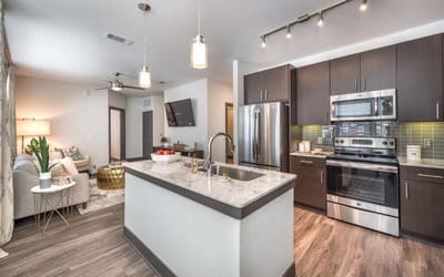 Modern kitchen in a senior living apartment