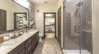 Stylish bathroom in a private resident room