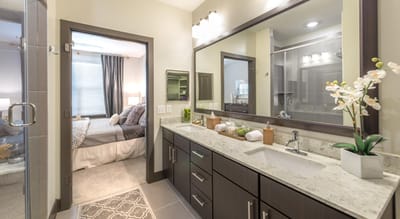Modern bathroom interior with natural light