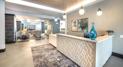 Bright, modern reception area with decor