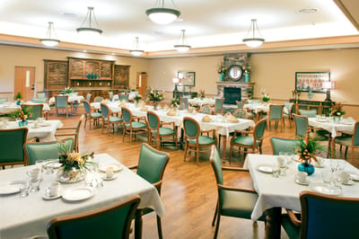 Dining room setup with tables and decor