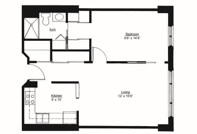 Architectural floor plan of a living space