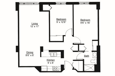 Architectural floor plan of living space layout