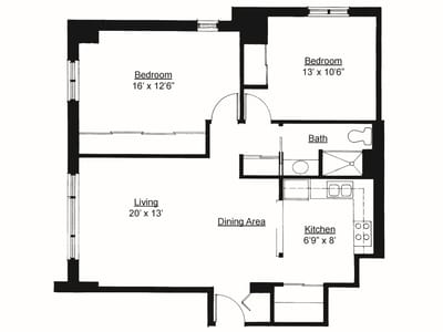 Architectural floor plan of a residential unit