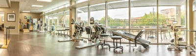 Interior view of fitness area with exercise equipment