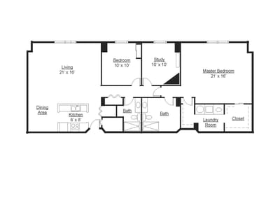 Architectural floor plan layout of a unit