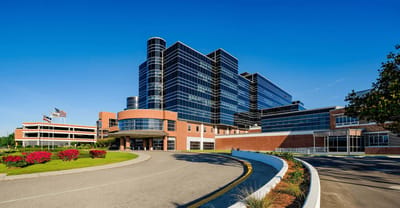 Front view of a large nursing center building