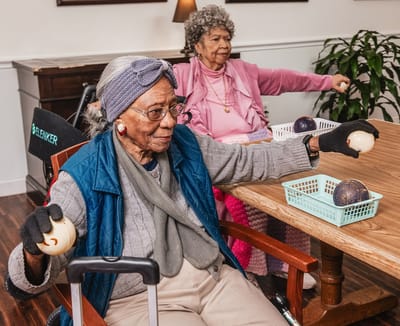 Residents participating in an activity indoors