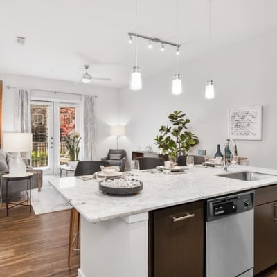 Bright, modern interior of a living space with dining area