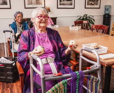 Residents participating in an activity in a common area