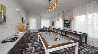 Interior common area with a billiards table