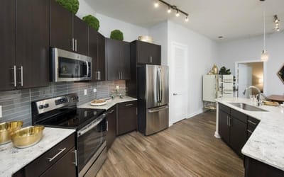 Modern kitchen space in assisted living facility
