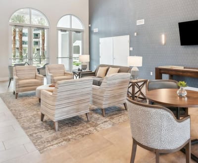 Bright common area with comfortable seating
