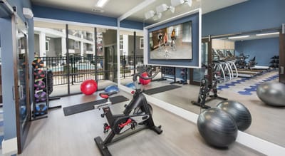 Interior view of fitness area with exercise equipment