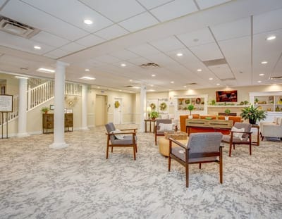 Interior view of a common area in an assisted living facility