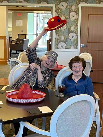 Residents enjoying a fun activity in the common area