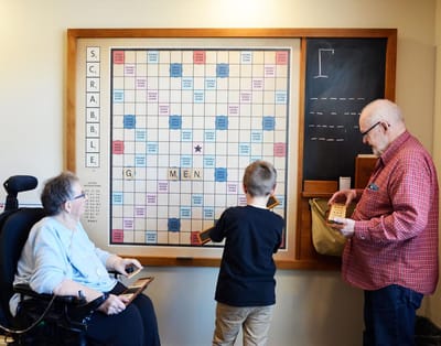 Residents enjoying a game of Scrabble