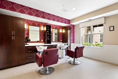 Hair salon area in a senior living facility