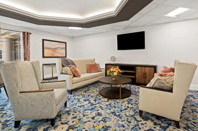 Bright common area with comfortable seating