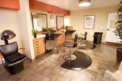 Well-equipped hair salon in the facility's interior