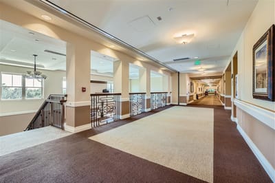 Interior hallway of a senior living facility