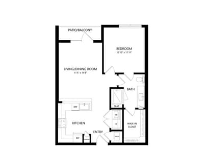 Architectural floor plan of a residential unit