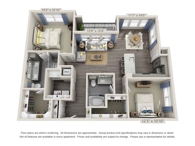 Architectural floor plan of a senior living apartment
