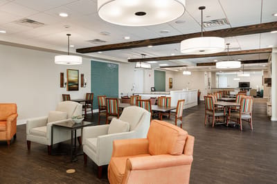 Common area with seating and dining space