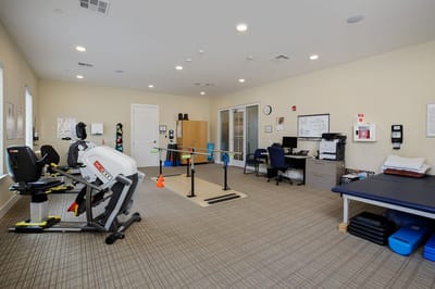 Rehabilitation room with therapy equipment