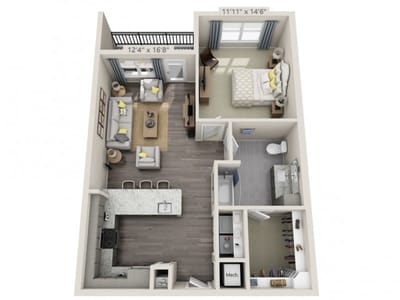 Architectural floor plan of a living unit