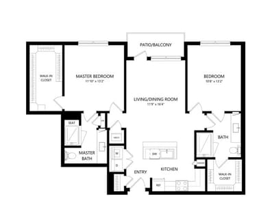 Architectural floor plan of a residential unit