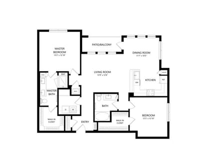 Architectural floor plan of a residential unit