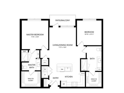 Architectural floor plan of a resident unit
