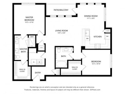 Architectural floor plan of a senior living unit