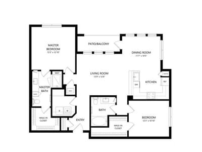 Architectural floor plan of a residential unit