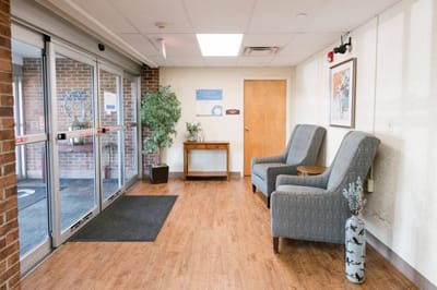 Welcoming interior entrance with comfortable seating