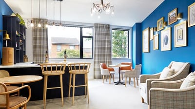 Modern common area with seating and decor