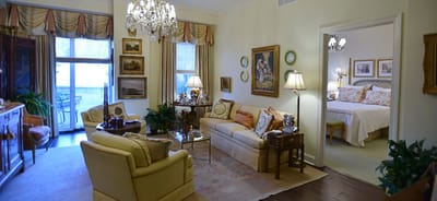 Cozy common area with elegant furnishings and decor.