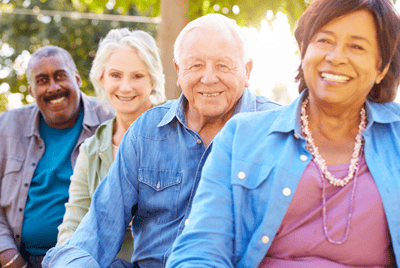 Group of happy seniors enjoying time outdoors