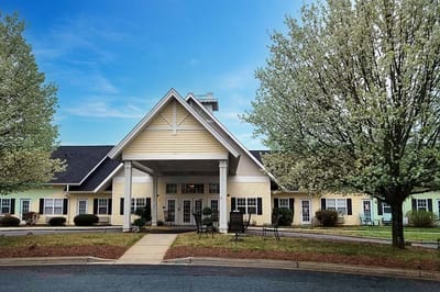 Exterior view of the facility with landscaping.
