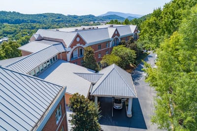 Aerial view of the facility and surrounding area.