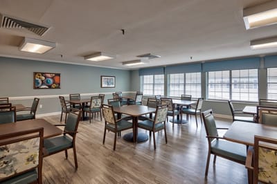 Dining area with tables and chairs