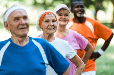 Active seniors participating in outdoor exercise