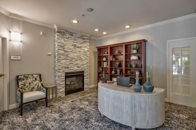 Welcoming lobby area with seating and decorative items.