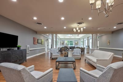 Common area with seating and dining tables