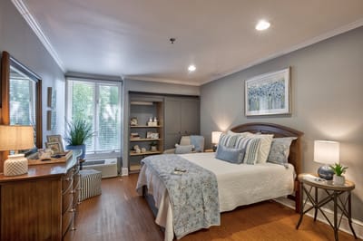 Comfortable bedroom in assisted living facility