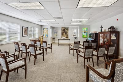 Interior common area with arranged seating