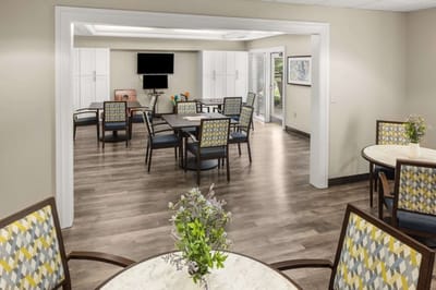 Interior common area with seating and tables